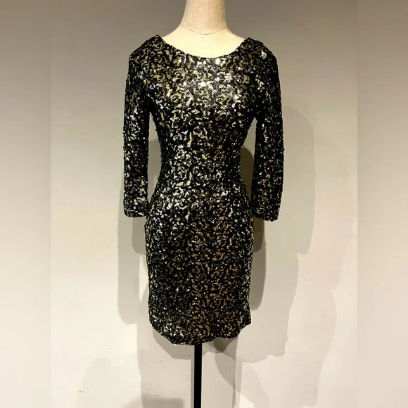mm couture sequin dress MNM Couture E0108 Elegant Couture Fitted Sequin Evening Gown With Train Gold / 20